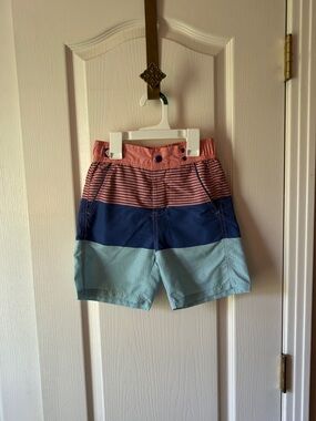 Andy & Evan Navy and Coral Boys' Swim Shorts